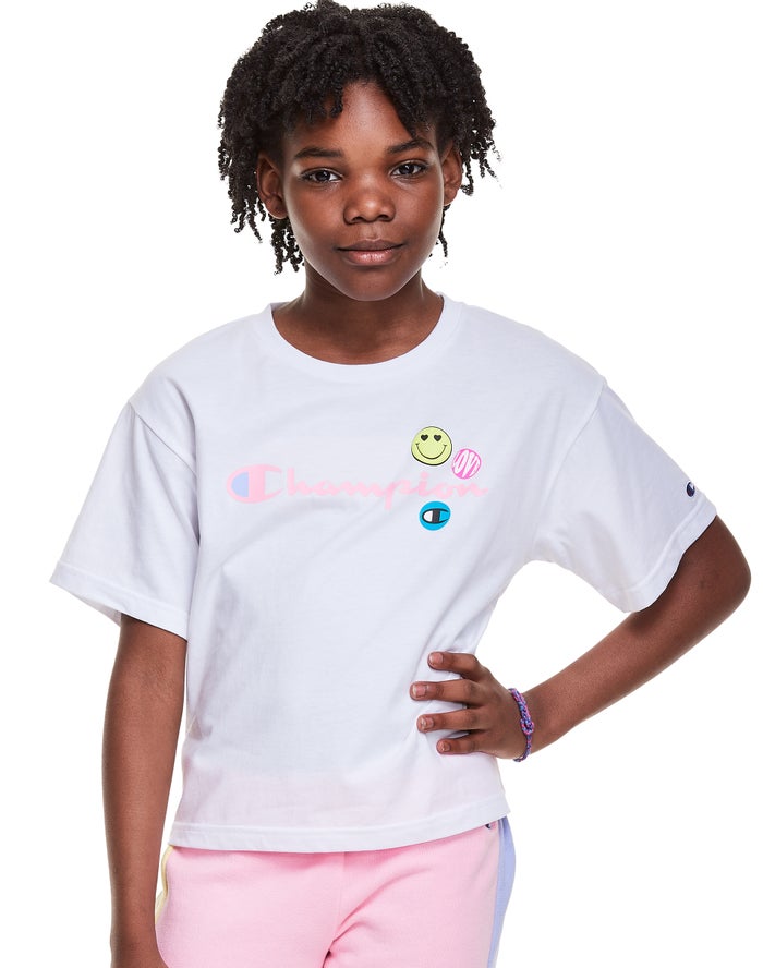 Camiseta Champion Niña - Boxy Smiley Face ( Blancas ) 1563492-KJ